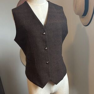 Elegant Dark Brown Button-Up Vest